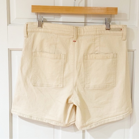 Anthro Pilcro Ivory/Ecru High-Rise Slim Boyfriend Denim Short - Size 29 - Picture 7 of 9